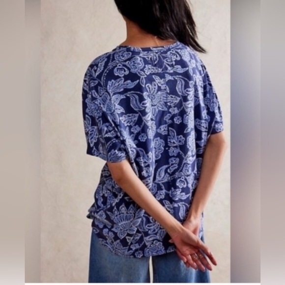 We The Free Floral Blue Washed Women's Top - Picture 3 of 6